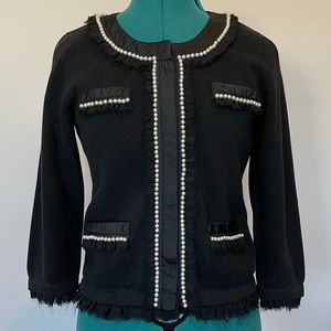 White House Black Market Pearl Trim Cardigan NWOT